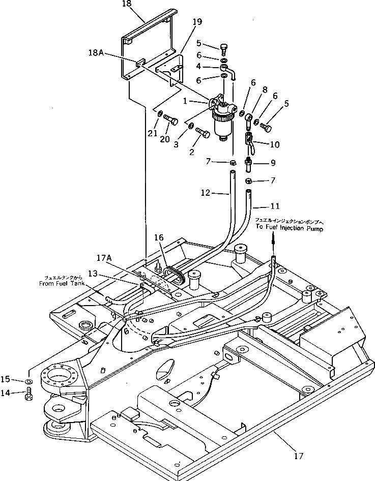 Схема запчастей Komatsu PC60U-5 - ВОДООТДЕЛИТЕЛЬ И ТРУБЫ КОМПОНЕНТЫ ДВИГАТЕЛЯ И ЭЛЕКТРИКА