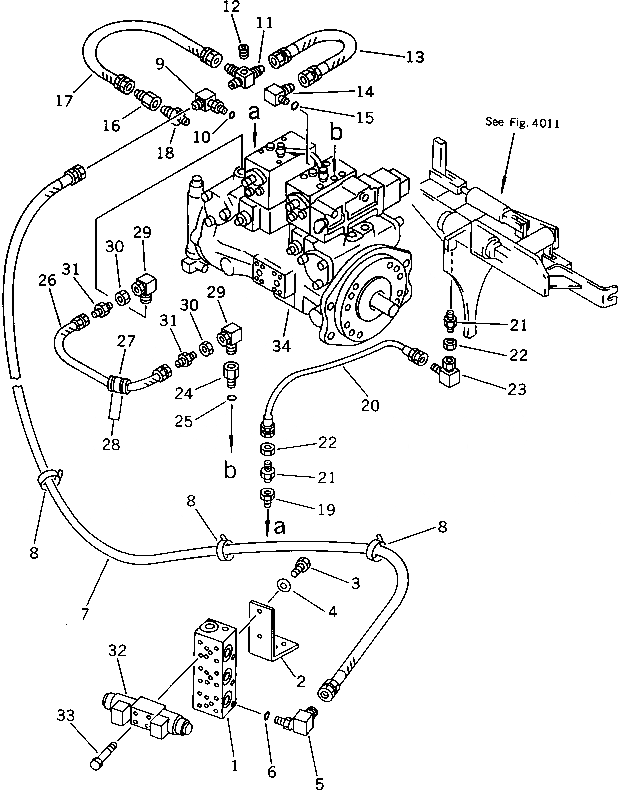 Схема запчастей Komatsu PC60U-5 - ГИДРОЛИНИЯ (ИЗ НАСОСА В КЛАПАН) (АВТОМ. ЗАМЕДЛЕНИЕ ОБОРОТОВ)    (С ВЫБОРОМ РЕЖИМА OLSS) ГИДРАВЛИКА