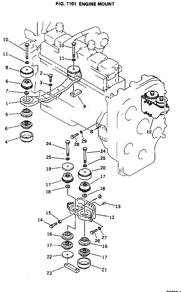 Схема запчастей Komatsu PC650-1 - КРЕПЛЕНИЕ ДВИГАТЕЛЯ КОМПОНЕНТЫ ДВИГАТЕЛЯ И ЭЛЕКТРИКА