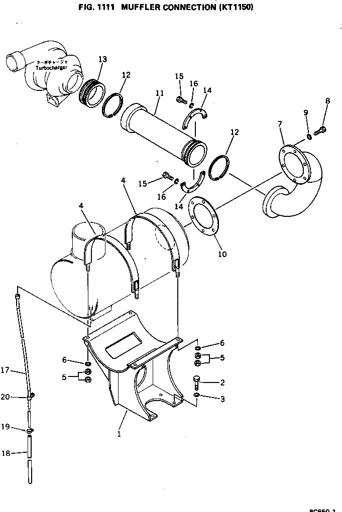 Схема запчастей Komatsu PC650-1 - ГЛУШИТЕЛЬ СОЕДИН-Е (KT) КОМПОНЕНТЫ ДВИГАТЕЛЯ И ЭЛЕКТРИКА