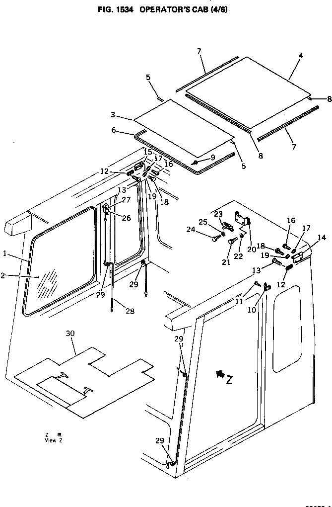 Схема запчастей Komatsu PC650-1 - КАБИНА (/) ОСНОВНАЯ РАМА И КАБИНА