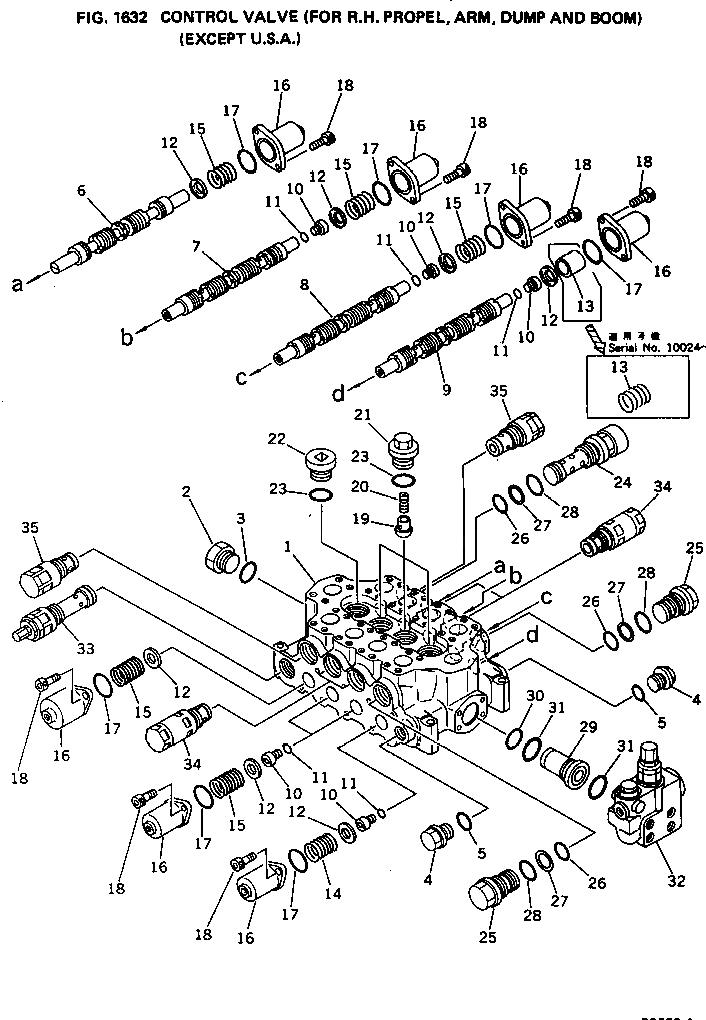 Схема запчастей Komatsu PC650-1 - УПРАВЛЯЮЩ. КЛАПАН (ДЛЯ ПРАВ. ХОД¤РУКОЯТЬ¤РАЗГРУЗКА И СТРЕЛА)(EXCEPT США УПРАВЛ-Е РАБОЧИМ ОБОРУДОВАНИЕМ