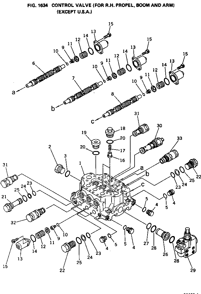 Схема запчастей Komatsu PC650-1 - УПРАВЛЯЮЩ. КЛАПАН (ДЛЯ ПРАВ. ХОД¤ СТРЕЛА И РУКОЯТЬ)(EXCEPT США) УПРАВЛ-Е РАБОЧИМ ОБОРУДОВАНИЕМ