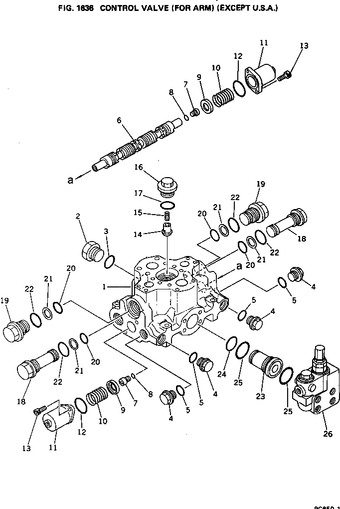 Схема запчастей Komatsu PC650-1 - УПРАВЛЯЮЩ. КЛАПАН (ДЛЯ РУКОЯТИ) (EXCEPT США) УПРАВЛ-Е РАБОЧИМ ОБОРУДОВАНИЕМ