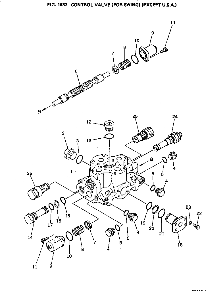 Схема запчастей Komatsu PC650-1 - УПРАВЛЯЮЩ. КЛАПАН (ДЛЯ ПОВОРОТН.) (EXCEPT США) УПРАВЛ-Е РАБОЧИМ ОБОРУДОВАНИЕМ