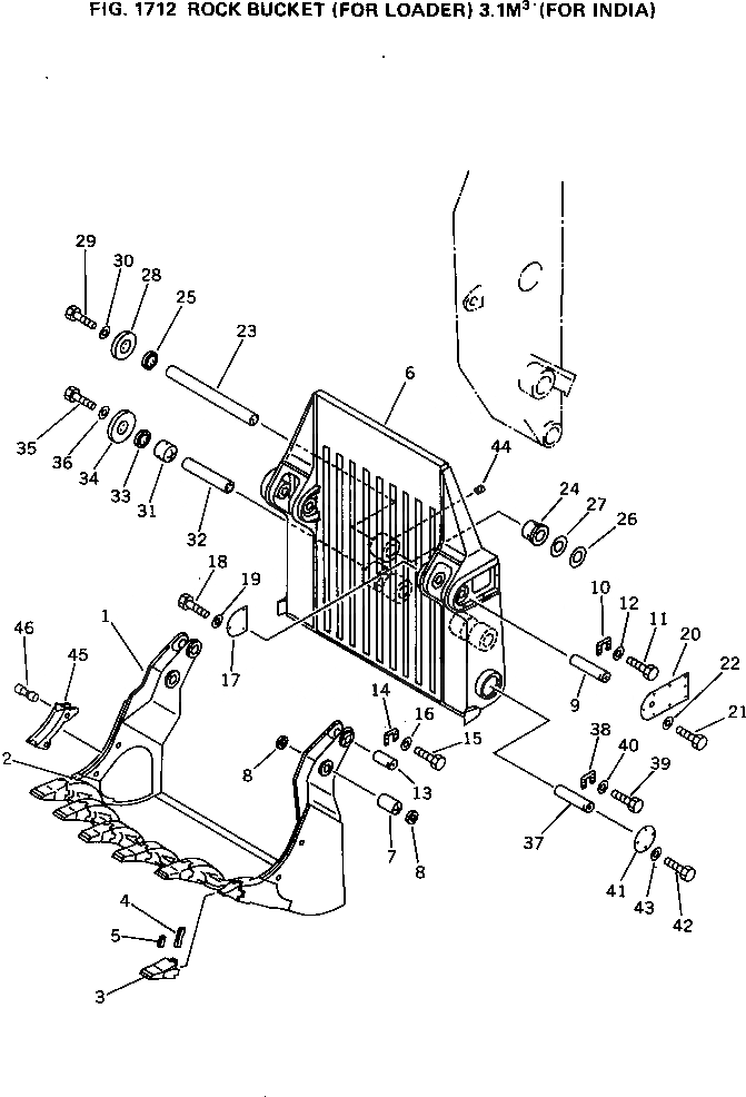 Схема запчастей Komatsu PC650-1 - ROCK КОВШ (ДЛЯ ПОГРУЗ.) .M. (ДЛЯ INDIA) РАБОЧЕЕ ОБОРУДОВАНИЕ