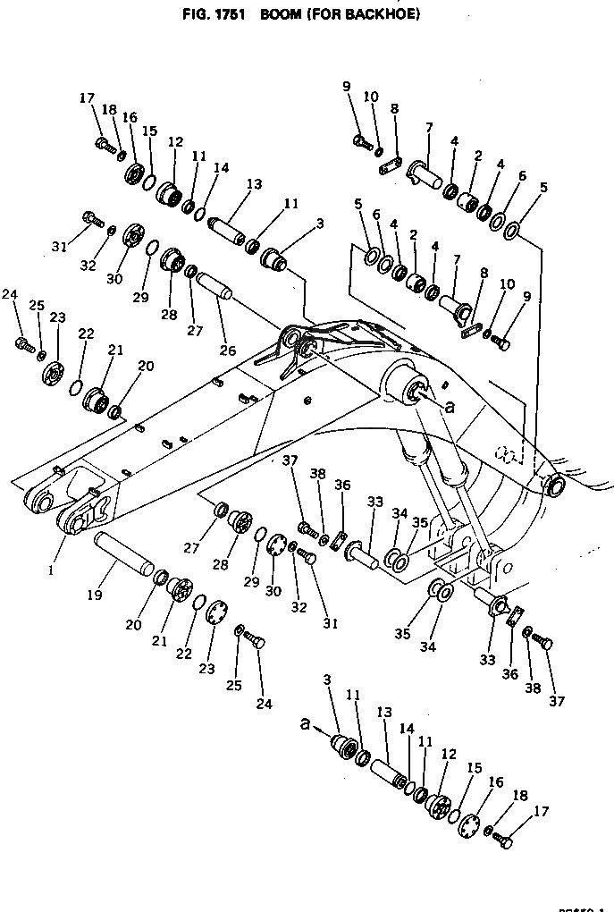Схема запчастей Komatsu PC650-1 - СТРЕЛА (ДЛЯ ЭКСКАВАТ.) РАБОЧЕЕ ОБОРУДОВАНИЕ