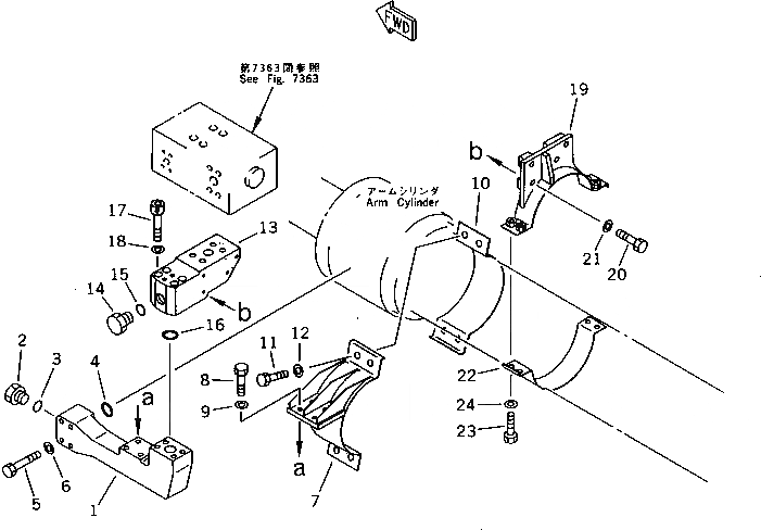 Схема запчастей Komatsu PC650-3 - ЦИЛИНДР РУКОЯТИТРУБЫ (ДЛЯ ЦИЛИНДР СТОПОРН. КЛАПАН)(/)(REXROTH) РАБОЧЕЕ ОБОРУДОВАНИЕ (ЭКСКАВАТ.)