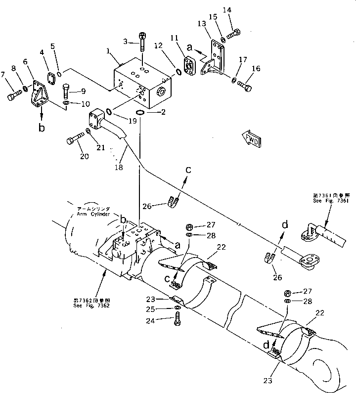 Схема запчастей Komatsu PC650-3 - ЦИЛИНДР РУКОЯТИТРУБЫ (ДЛЯ ЦИЛИНДР СТОПОРН. КЛАПАН)(/)(REXROTH) РАБОЧЕЕ ОБОРУДОВАНИЕ (ЭКСКАВАТ.)