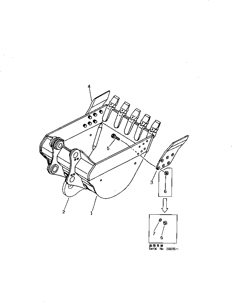 Схема запчастей Komatsu PC650-3 - КОВШ¤ .8M¤ ШИР. 8MM¤ С КРЮК (КРОМЕ ЯПОН.) РАБОЧЕЕ ОБОРУДОВАНИЕ (ЭКСКАВАТ.)
