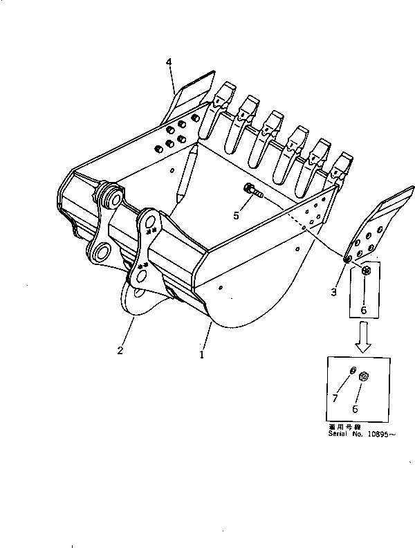 Схема запчастей Komatsu PC650-3 - КОВШ¤ .M¤ ШИР. 9MM¤ С КРЮК (КРОМЕ ЯПОН.) РАБОЧЕЕ ОБОРУДОВАНИЕ (ЭКСКАВАТ.)