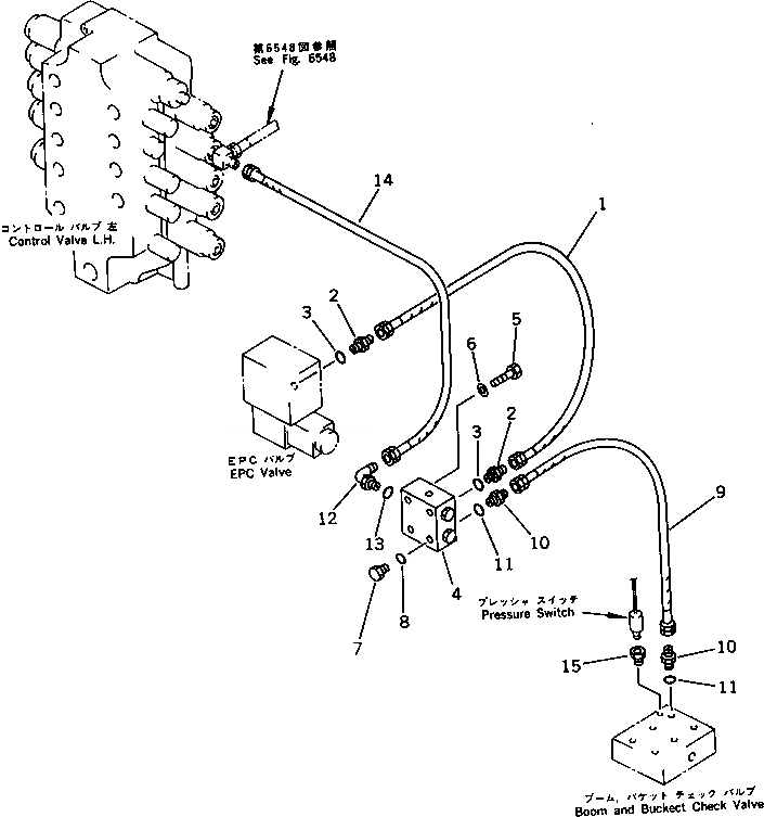 Схема запчастей Komatsu PC650-3 - СТРЕЛА COMPENSATE ТРУБЫ (/) (ДЛЯ ПОГРУЗ.) (С -POSITION АВТОМАТИЧ. COMPENSATION)(№-9) УПРАВЛ-Е РАБОЧИМ ОБОРУДОВАНИЕМ