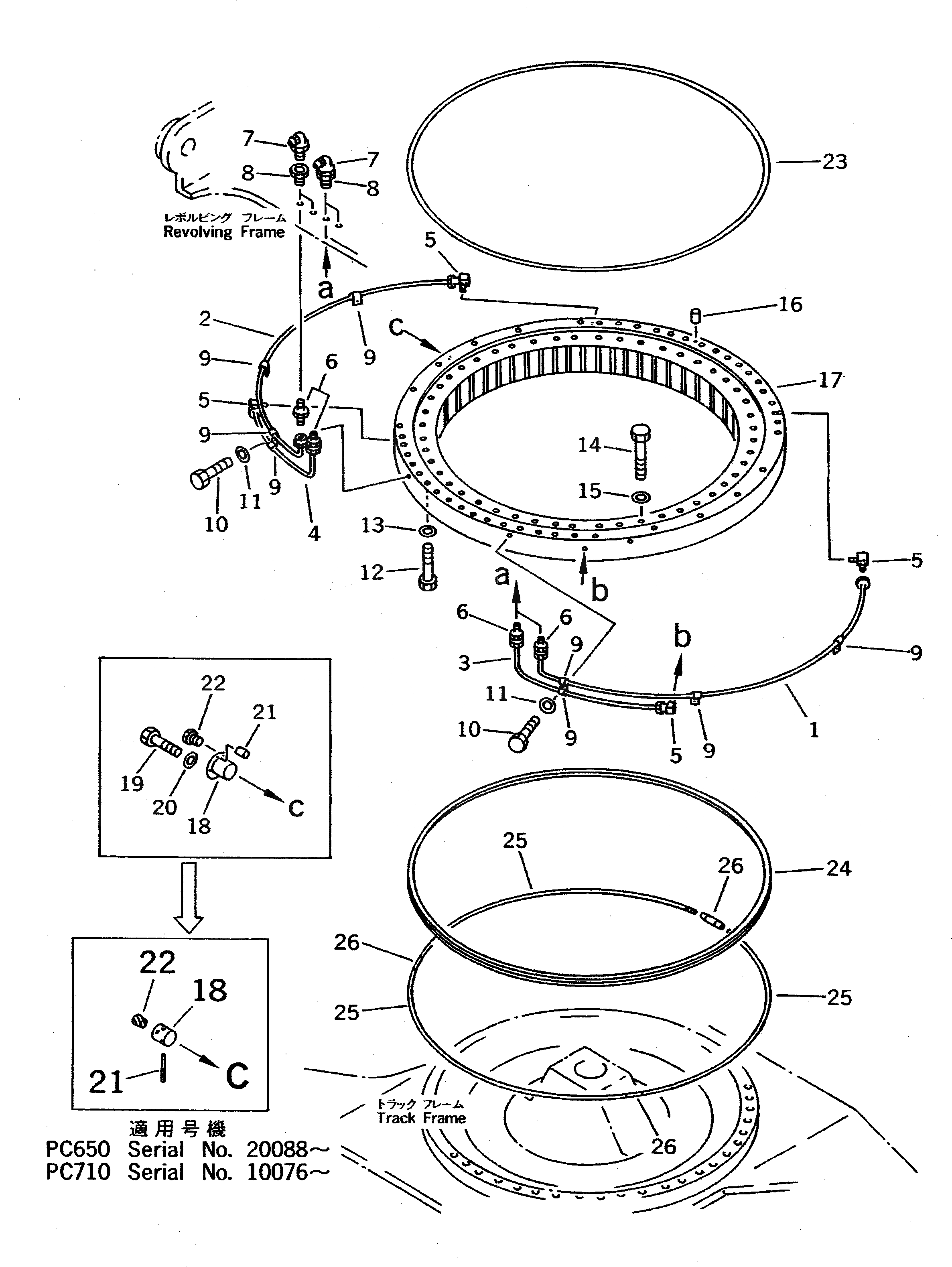 Схема запчастей Komatsu PC650-5 - ПОВОРОТН. КРУГ ПОВОРОТН. КРУГ И КОМПОНЕНТЫ
