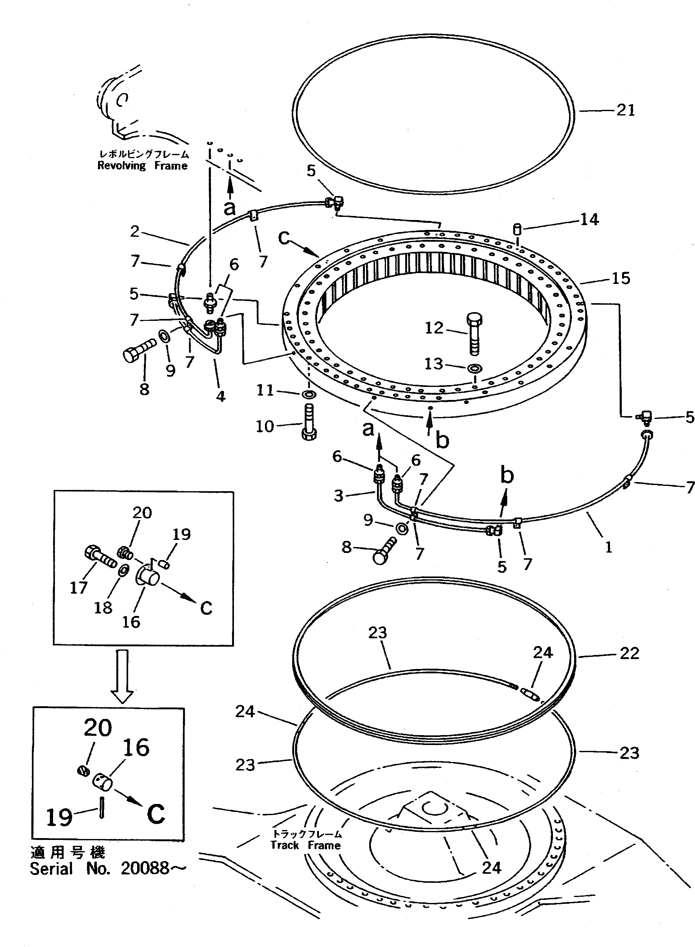Схема запчастей Komatsu PC650-5 - ПОВОРОТН. КРУГ (ДЛЯ АВТОМАТИЧ. СМАЗ.) ПОВОРОТН. КРУГ И КОМПОНЕНТЫ