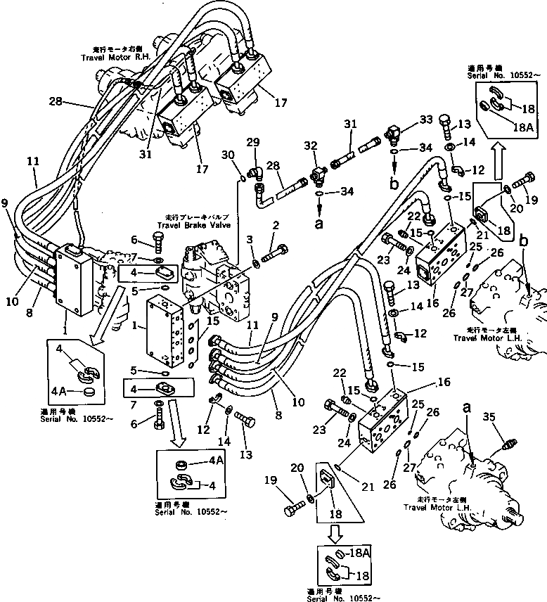 Схема запчастей Komatsu PC650LC-3 - ГИДРОЛИНИЯ ХОДА(ПОВОРОТНОЕ СОЕДИНЕНИЕ TO/FROM МОТОР) (/) (TWO МОТОР ТИП)(КРОМЕ ЯПОН.) ХОДОВАЯ