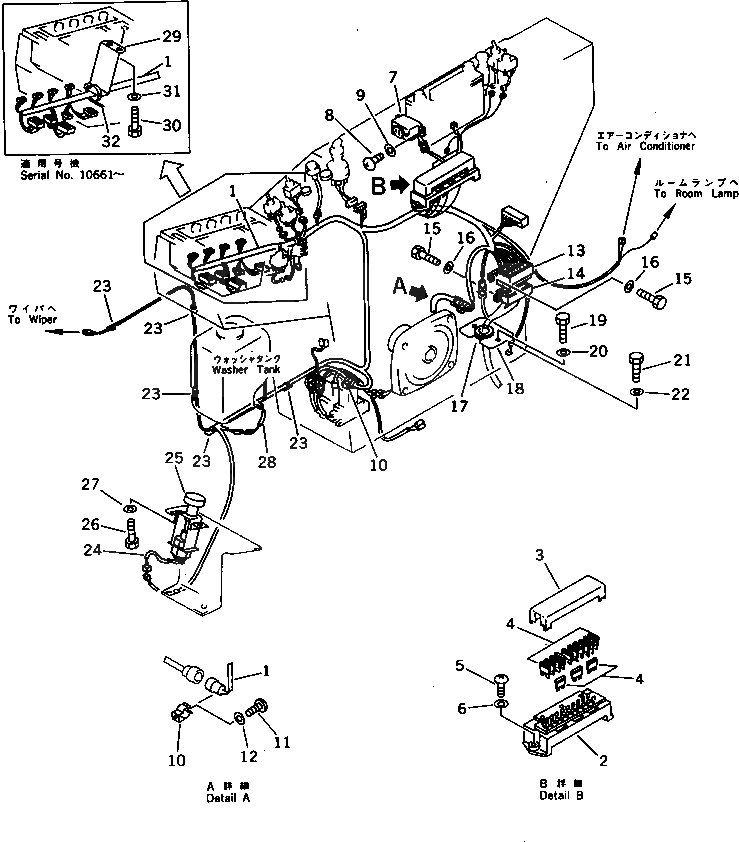 Схема запчастей Komatsu PC650LC-3 - ПАНЕЛЬ ПРИБОРОВ (/)(№-) КОМПОНЕНТЫ ДВИГАТЕЛЯ И ЭЛЕКТРИКА