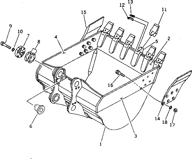 Схема запчастей Komatsu PC650LC-3 - КОВШ¤ .M¤ ШИР. 9MM(№9-) РАБОЧЕЕ ОБОРУДОВАНИЕ (ЭКСКАВАТ.)