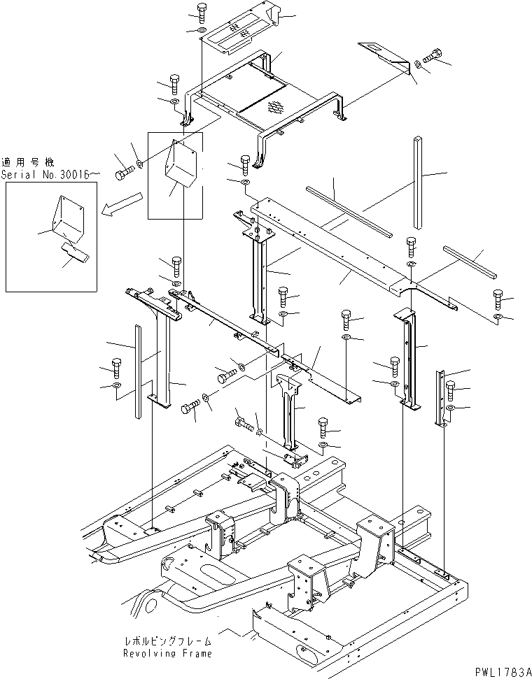 Схема запчастей Komatsu PC650LC-6 - РАМА (КАБИНА)(№-999) ЧАСТИ КОРПУСА
