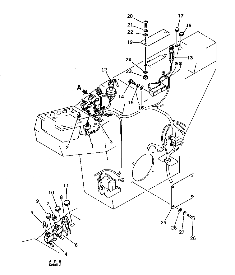 Схема запчастей Komatsu PC650SE-3 - ПАНЕЛЬ ПРИБОРОВ (/) (КРОМЕ ЯПОН.) КОМПОНЕНТЫ ДВИГАТЕЛЯ И ЭЛЕКТРИКА