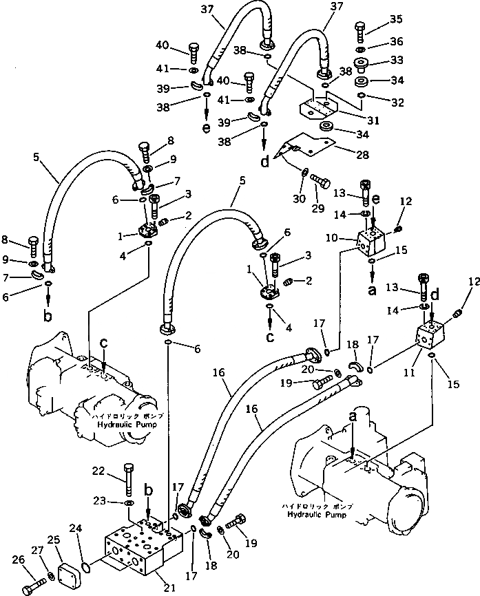 Схема запчастей Komatsu PC650SE-3 - ИЗ НАСОСА В КЛАПАН ТРУБЫ (/) УПРАВЛ-Е РАБОЧИМ ОБОРУДОВАНИЕМ