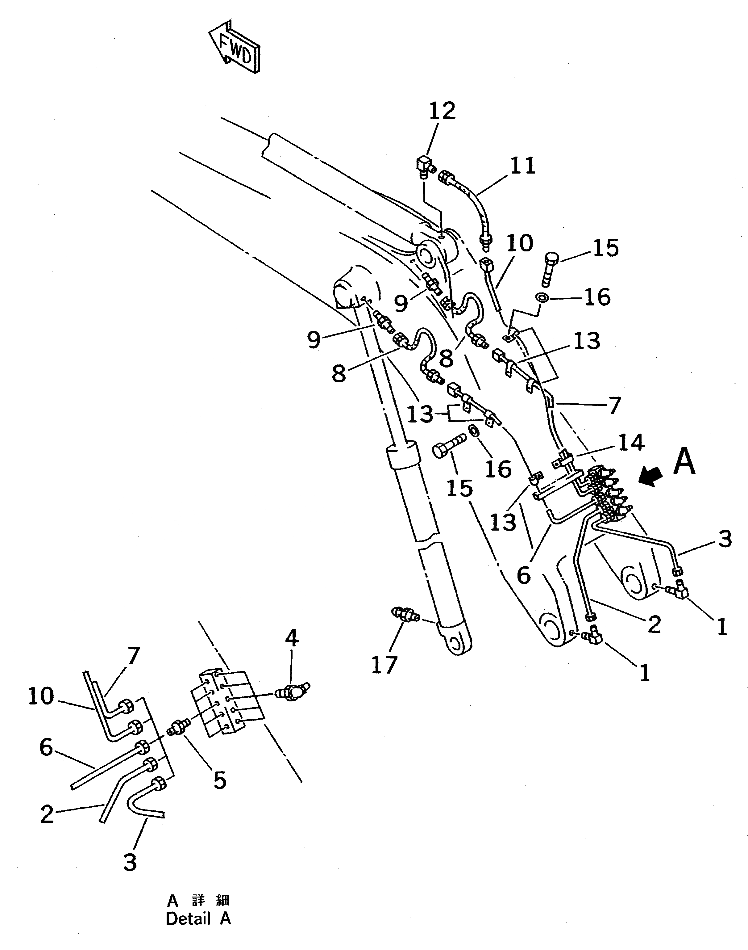 Схема запчастей Komatsu PC650SE-5 - КОРОТК. СТРЕЛА (СМАЗКА) (ЭКСКАВАТ.) (ДЛЯ KBM)(№-) РАБОЧЕЕ ОБОРУДОВАНИЕ