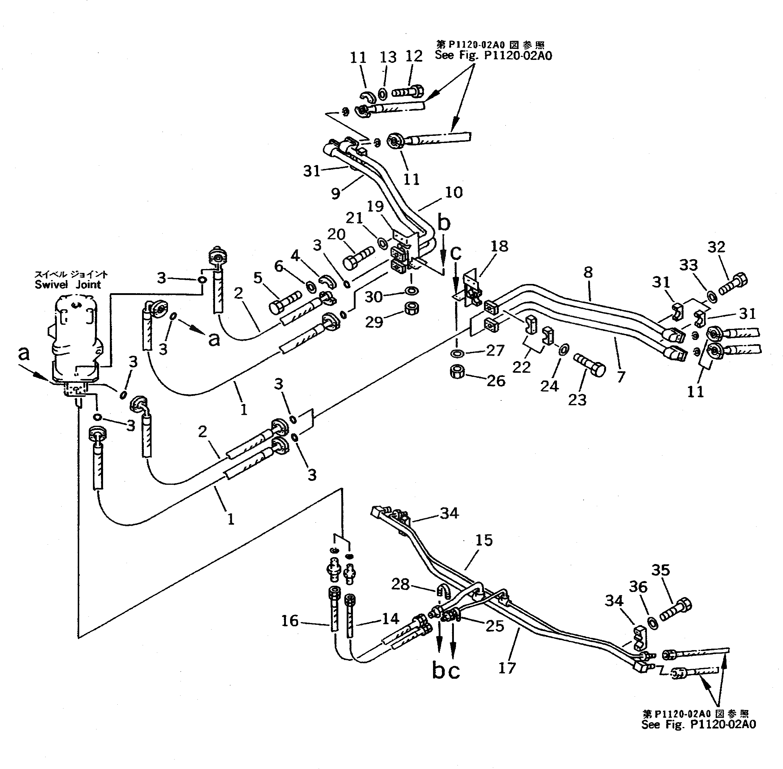 Схема запчастей Komatsu PC650SE-5 - ГИДРОЛИНИЯ ХОДА(ЦЕНТР. РАМА)(№-8) НИЖНЯЯ ГИДРОЛИНИЯ И ЛИНИЯ ХОДА