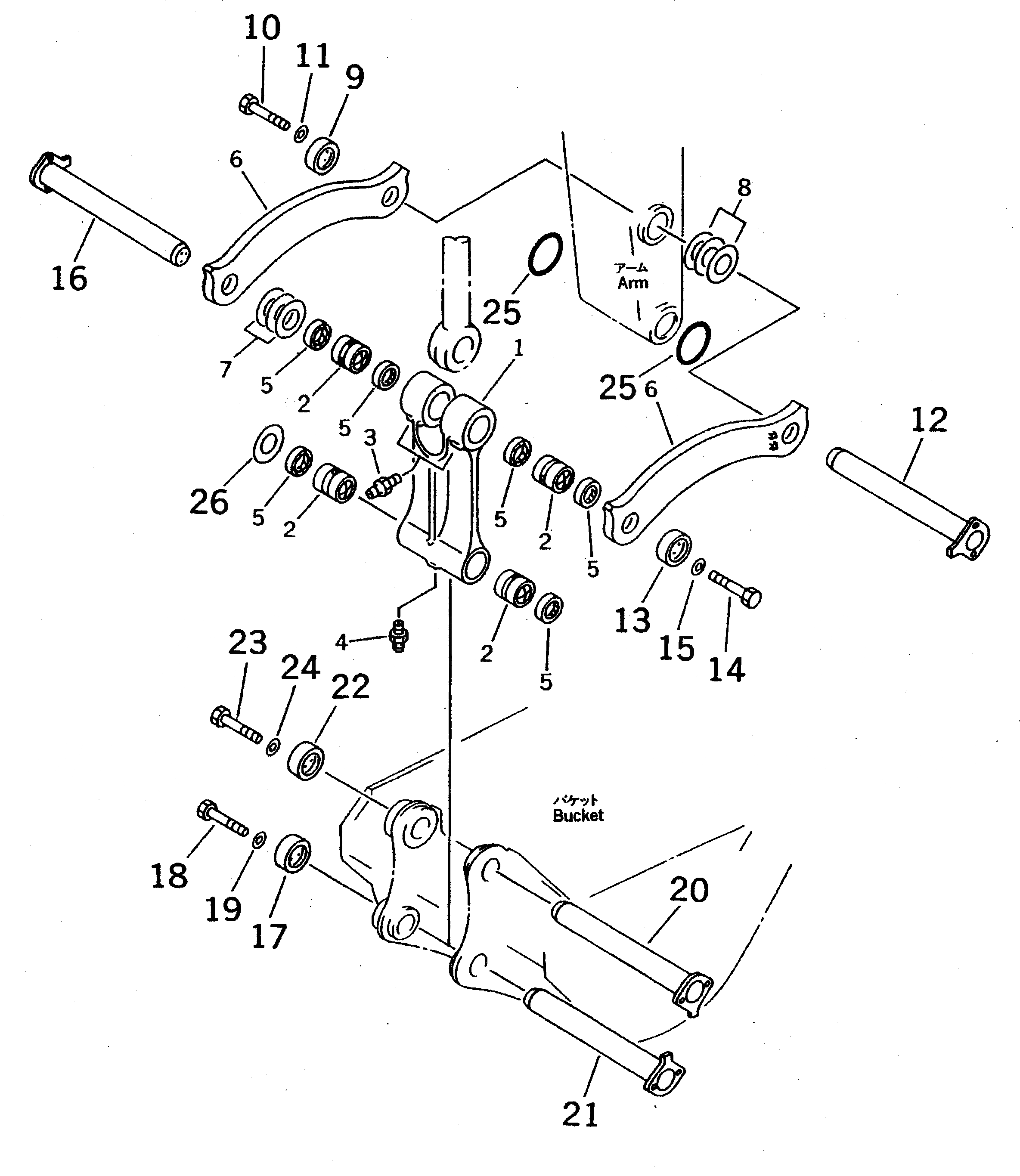 Схема запчастей Komatsu PC650SE-5 - СОЕДИНЕНИЕ КОВША (ДЛЯ .9M И .M РУКОЯТЬ) (ЭКСКАВАТ.)(№-78) РАБОЧЕЕ ОБОРУДОВАНИЕ