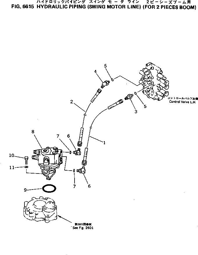 Схема запчастей Komatsu PC70-6 - ГИДРОЛИНИЯ (МОТОР ПОВОРОТА ЛИНИЯ) (ДЛЯ -ЧАСТИS СТРЕЛА) УПРАВЛ-Е РАБОЧИМ ОБОРУДОВАНИЕМ