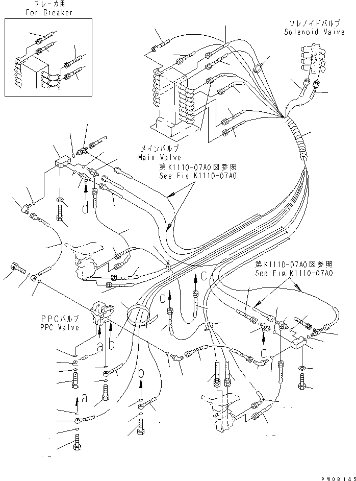 Схема запчастей Komatsu PC70-7-B - ОСНОВН. КОНСТРУКЦИЯ (P.P.C. ЛИНИЯ ХОДА) (ДЛЯ -ACTUATER НАВЕСН. ОБОРУД)   (СПЕЦИФ-Я С ОТВАЛОМ)(№7-) КАБИНА ОПЕРАТОРА И СИСТЕМА УПРАВЛЕНИЯ