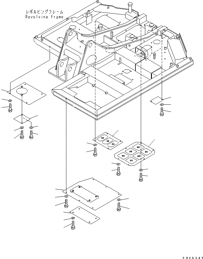Схема запчастей Komatsu PC70-7-B - НИЖН. КРЫШКА(№8-) ЧАСТИ КОРПУСА