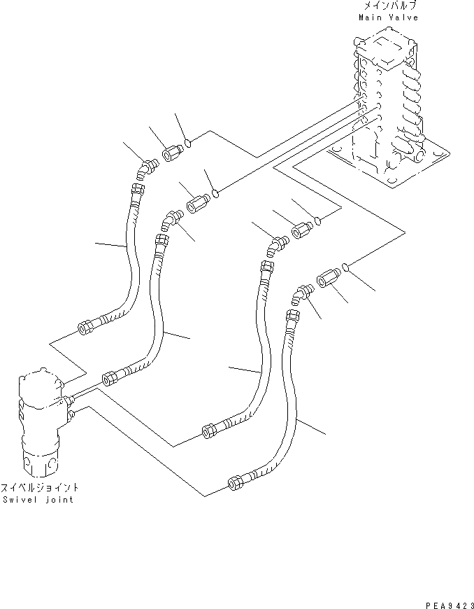 Схема запчастей Komatsu PC70-7E-B - ЛИНИЯ ХОДА(№-7) ГИДРАВЛИКА