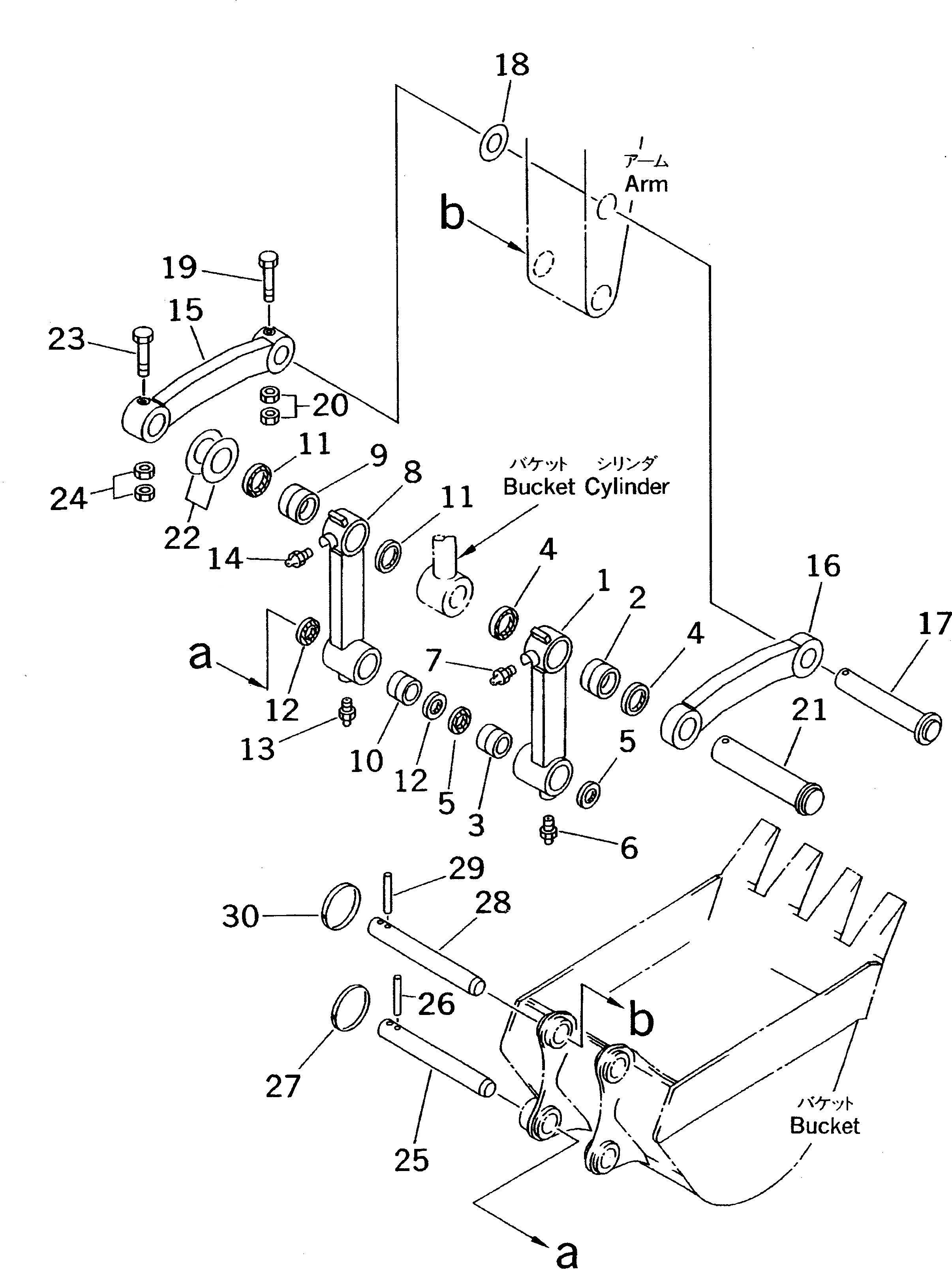 Схема запчастей Komatsu PC70-7E-B - СОЕДИНЕНИЕ КОВША (УСИЛ. ТИП) РАБОЧЕЕ ОБОРУДОВАНИЕ
