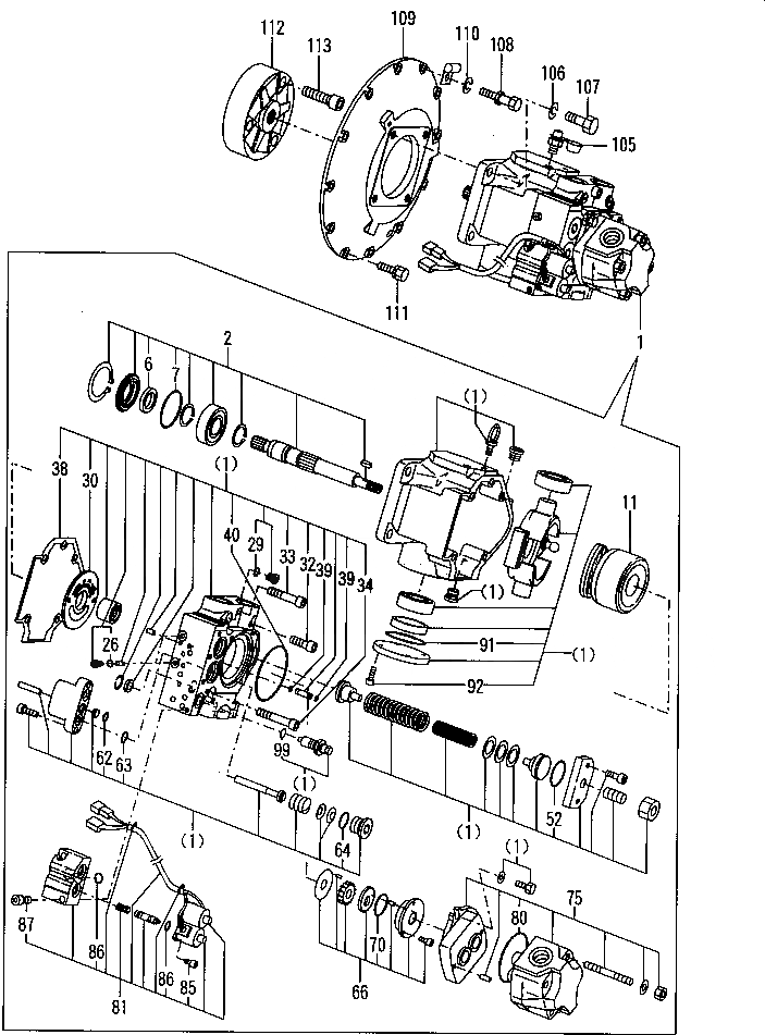 Схема запчастей Komatsu PC70FR-1 - ГИДР. НАСОС. УПРАВЛ-Е РАБОЧИМ ОБОРУДОВАНИЕМ