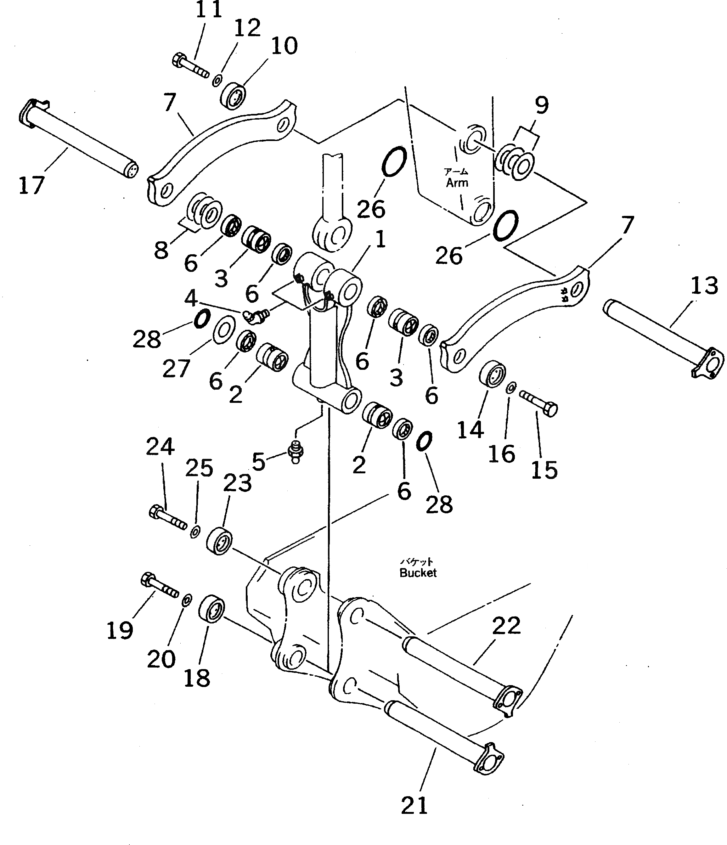 Схема запчастей Komatsu PC710-5 - СОЕДИНЕНИЕ КОВША (ДЛЯ .M РУКОЯТЬ) (ЭКСКАВАТ.) РАБОЧЕЕ ОБОРУДОВАНИЕ