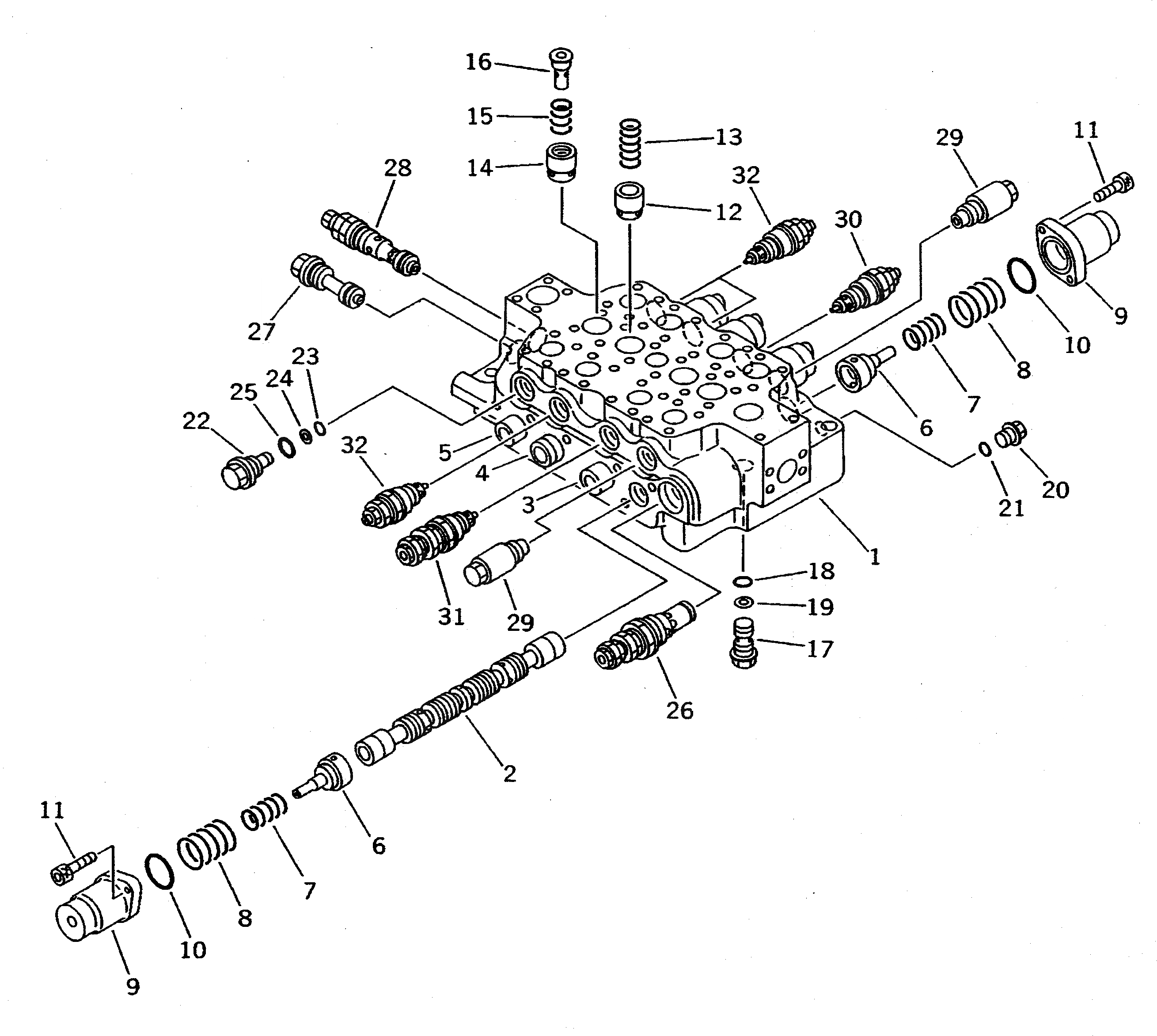 Схема запчастей Komatsu PC710-5 - ОСНОВН. КЛАПАН (4-Х СЕКЦИОНН.) (/) ГИДРАВЛИКА