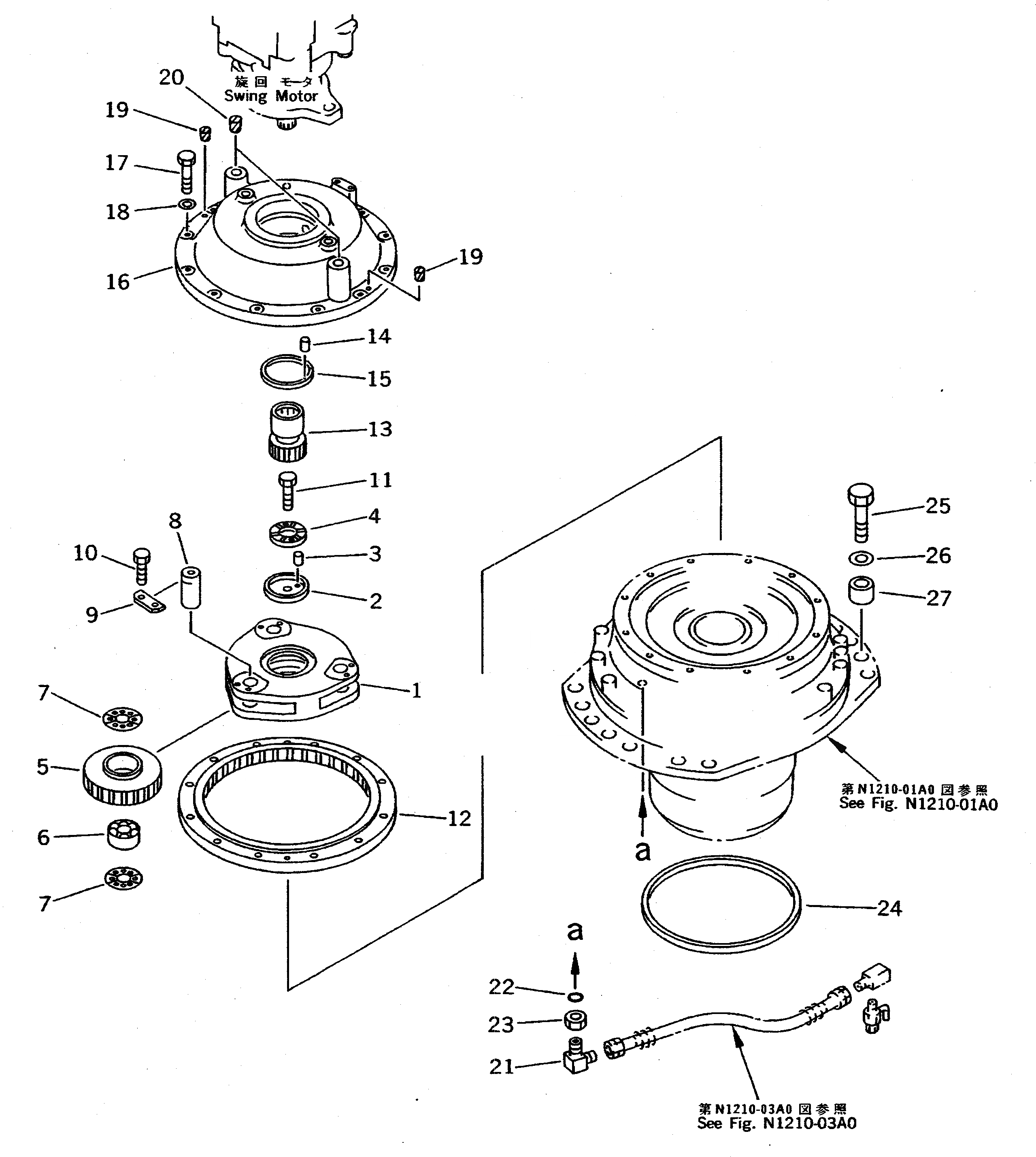 Схема запчастей Komatsu PC710-5 - МЕХАНИЗМ ПОВОРОТА (1 НЕСУЩИЙ ЭЛЕМЕНТ) ПОВОРОТН. КРУГ И КОМПОНЕНТЫ