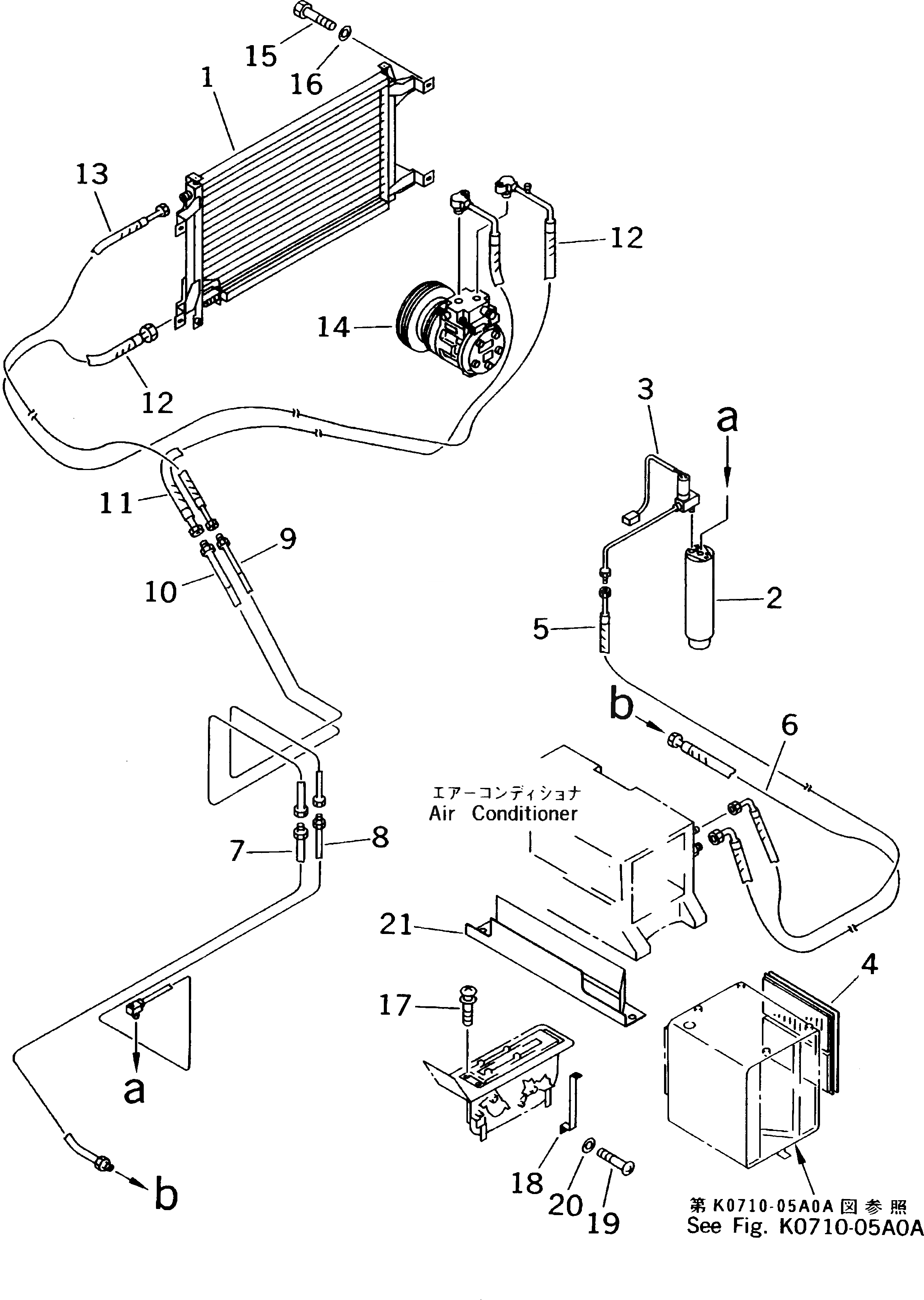 Схема запчастей Komatsu PC710SE-5 - КОНДИЦ. ВОЗДУХА (КОНДЕНСАТОР И ПАНЕЛЬ) (ДЛЯ LO КАБИНА)(№8-) КАБИНА ОПЕРАТОРА И СИСТЕМА УПРАВЛЕНИЯ