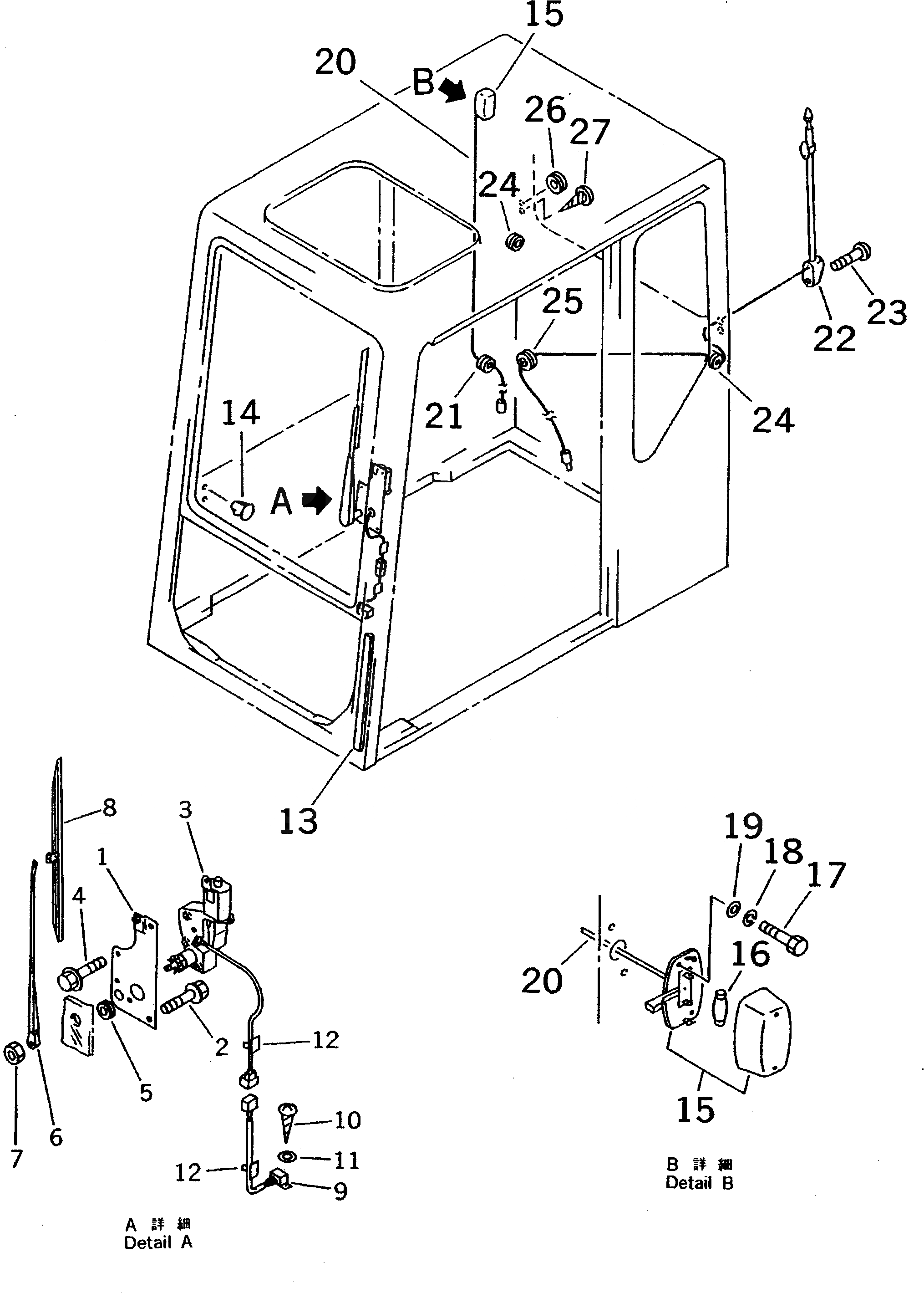 Схема запчастей Komatsu PC710SE-5 - КАБИНА (ЭЛЕКТР. ОБОРУД-Е)(№-7) КАБИНА ОПЕРАТОРА И СИСТЕМА УПРАВЛЕНИЯ