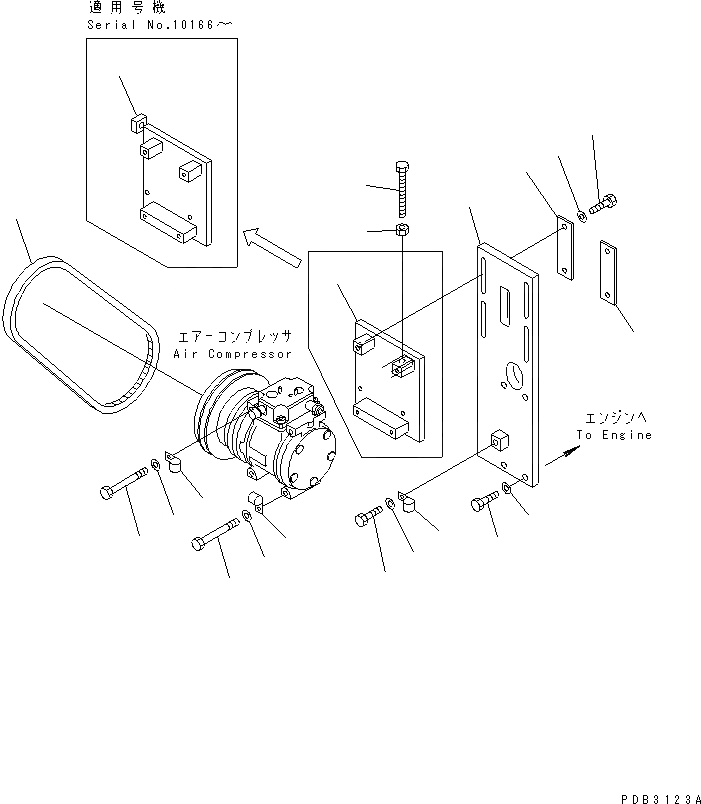 Схема запчастей Komatsu PC710SE-5 - КОНДИЦ. ВОЗДУХА (КОМПРЕССОР КОРПУС)(№-) КАБИНА ОПЕРАТОРА И СИСТЕМА УПРАВЛЕНИЯ