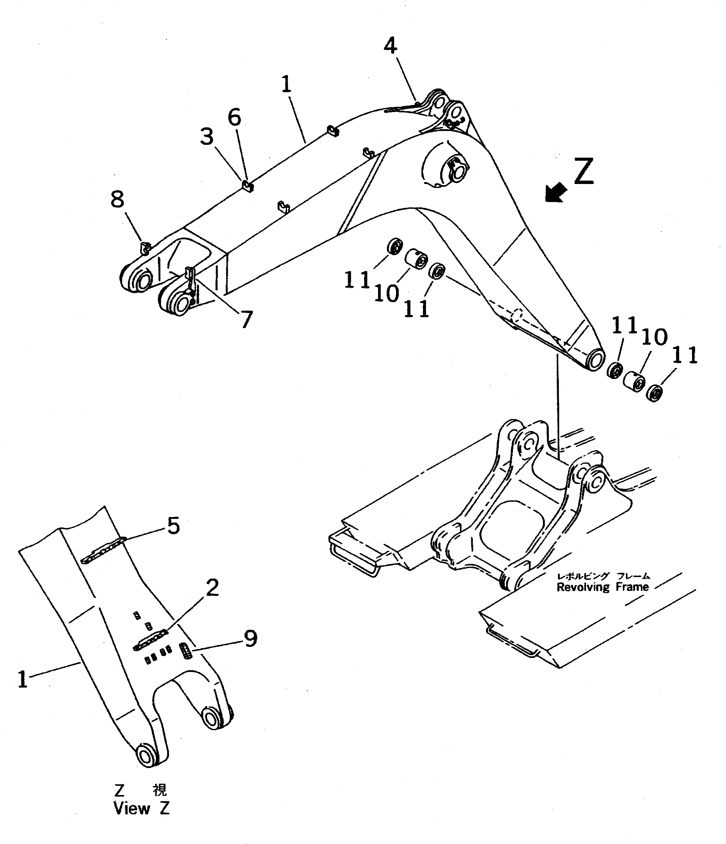 Схема запчастей Komatsu PC710SE-5 - КОРОТК. СТРЕЛА (7.M) (ЭКСКАВАТ.)(№-) РАБОЧЕЕ ОБОРУДОВАНИЕ