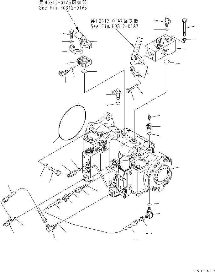 Схема запчастей Komatsu PC750-6 - NO. НАСОС (СОЕДИНИТ. ЧАСТИ) (СО СЪЕМОМ ПРОТИВОВЕСА)(№-) ГИДРАВЛИКА