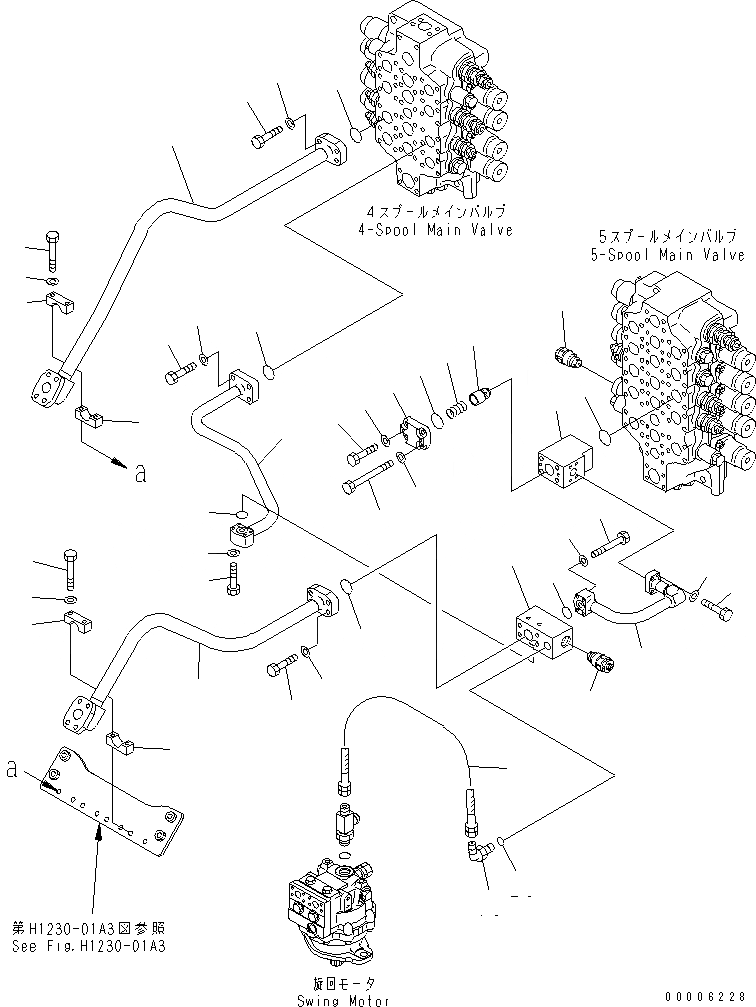 Схема запчастей Komatsu PC750-6 - КЛАПАН ПОДАЮЩ. ТРУБЫ (КОВШ) (С СЕРВИСНЫМ КЛАПАНОМ)(№-) ГИДРАВЛИКА