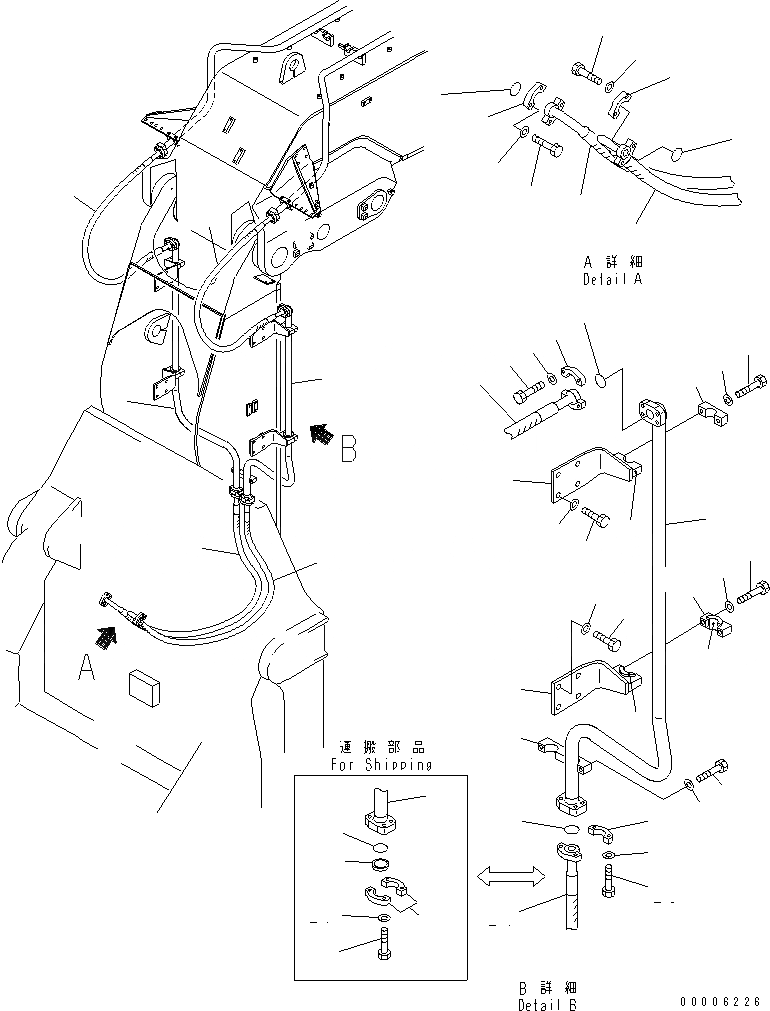 Схема запчастей Komatsu PC750-6 - НИЖН. ЛИНИЯ ЦИЛИНДРА КОВША (РУКОЯТЬ) (ДЛЯ ПОГРУЗ.) (СОЕДИНИТЕЛЬН. ЗВЕНО LESS)(№-) РАБОЧЕЕ ОБОРУДОВАНИЕ