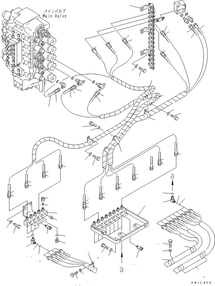 Схема запчастей Komatsu PC750-6-AM - PPC ЛИНИЯ СОЕД-Е (СОЕД-Е) (С ПРЕДОТВРАЩ. СМЕЩЕНИЯ) (B/H)(№-) ГИДРАВЛИКА