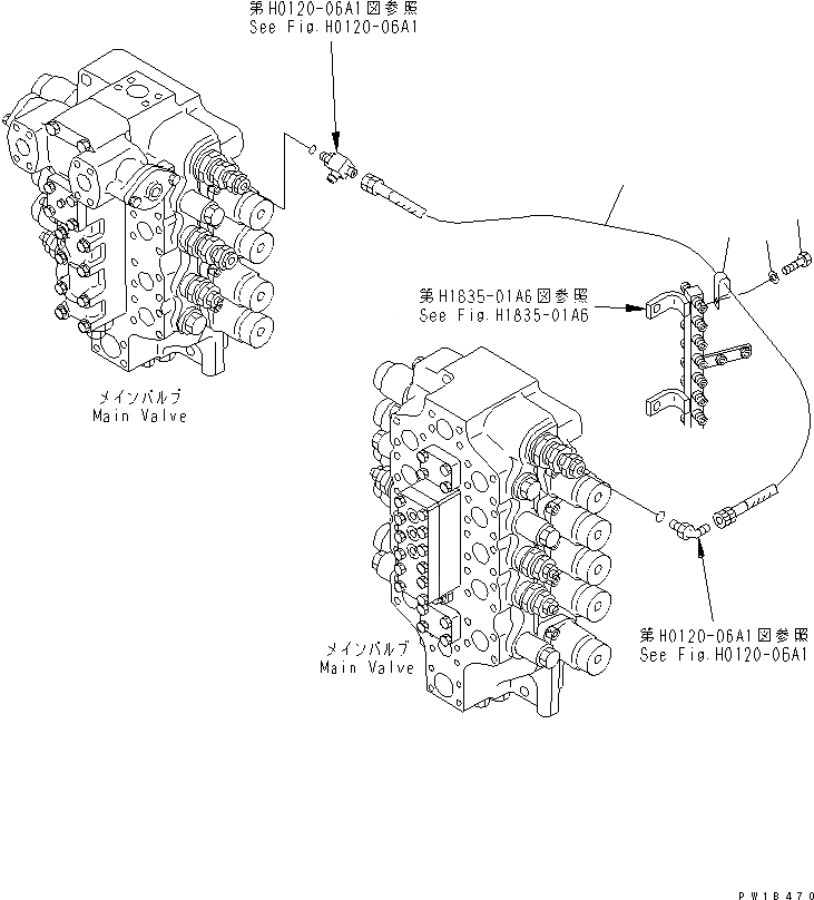 Схема запчастей Komatsu PC750-6-AM - PPC ЛИНИЯ УСИЛ. ПОДЪЕМА(№-) ГИДРАВЛИКА
