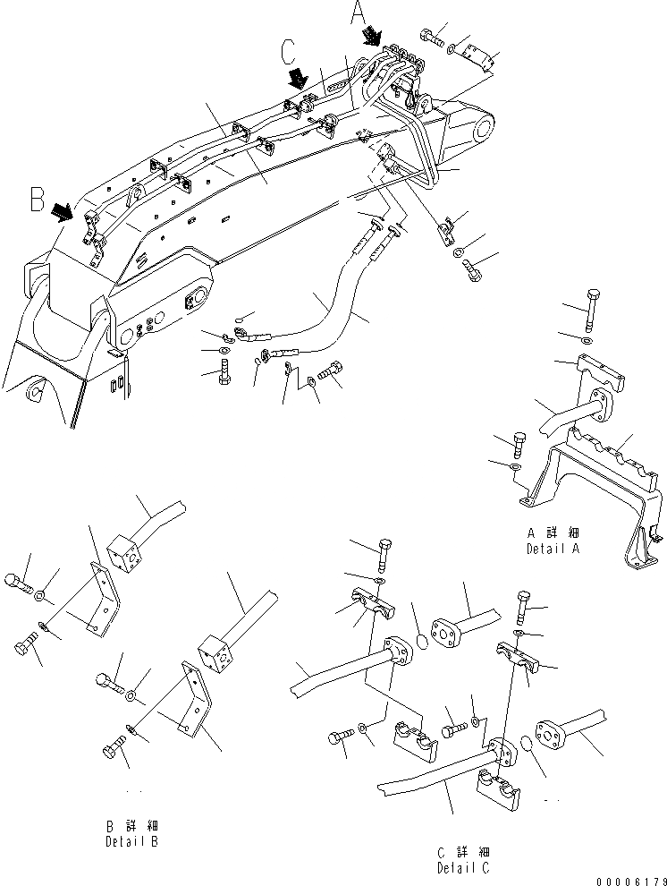Схема запчастей Komatsu PC750-6-AM - РАБОЧЕЕ ОБОРУДОВАНИЕ (ЦИЛИНДР КОВША) (СТРЕЛА) (ДЛЯ ПОГРУЗ.) (СОЕДИНИТЕЛЬН. ЗВЕНО LESS)(№-) РАБОЧЕЕ ОБОРУДОВАНИЕ