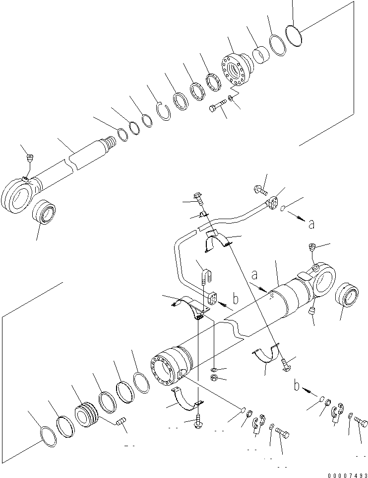 Схема запчастей Komatsu PC750-6-AM - ЦИЛИНДР КОВША (ДЛЯ ПОГРУЗ.) (СОЕДИНИТЕЛЬН. ЗВЕНО LESS)(№-) ОСНОВН. КОМПОНЕНТЫ И РЕМКОМПЛЕКТЫ