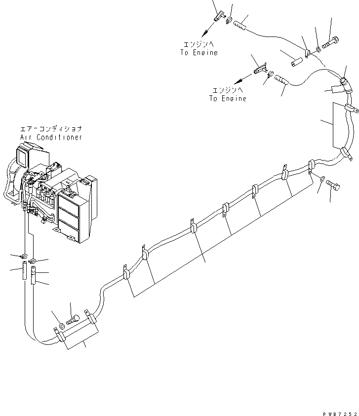 Схема запчастей Komatsu PC750-6 - КОНДИЦ. ВОЗДУХА (ГИДР. ПРОВОД. ОБОГРЕВАТЕЛЯ)(№9-999) КАБИНА ОПЕРАТОРА И СИСТЕМА УПРАВЛЕНИЯ