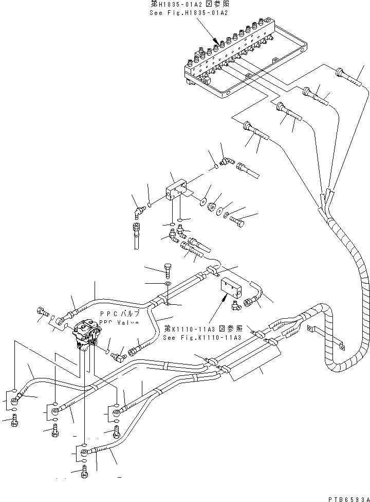 Схема запчастей Komatsu PC750-6 - ОСНОВН. КОНСТРУКЦИЯ (PPC ЛИНИЯ ХОДА) (ДЛЯ ВЫС. КАБИНА) (ДЛЯ ПОГРУЗ.)(№-8) КАБИНА ОПЕРАТОРА И СИСТЕМА УПРАВЛЕНИЯ