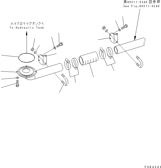 Схема запчастей Komatsu PC750-6 - ВСАСЫВ. ТРУБЫ (ГИДР. БАК.)(№-999) ГИДРАВЛИКА